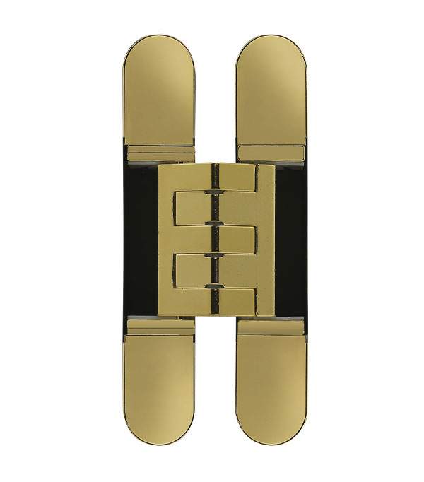 175Kg Fully Concealed 3D Hinge – Polished Brass in Polished Brass