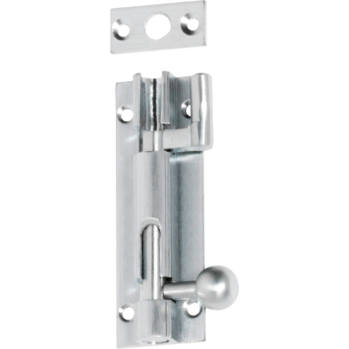 Barrel Bolt Satin Chrome L75xW25mm Bolt 7.5mm in Satin Chrome