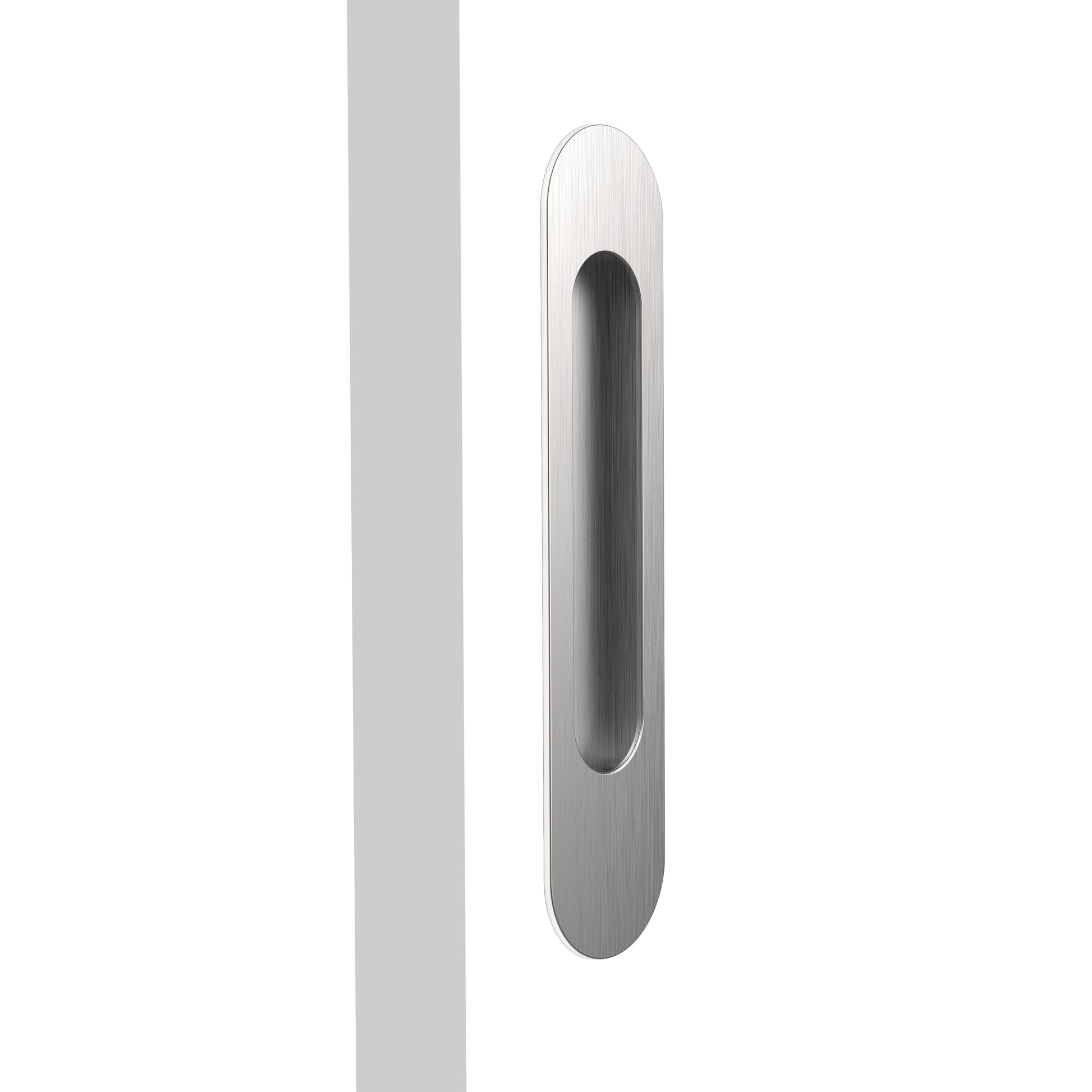 Mardeco Radius Flush Pull (each), H203mm x W45mm x D13mm, Face 2mm in Brushed Nickel