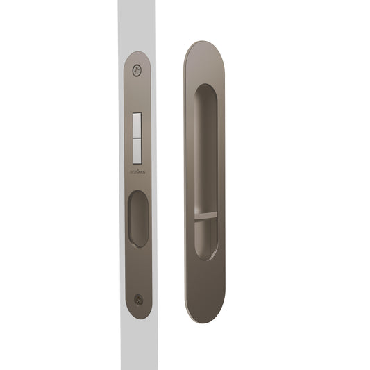 Mardeco Radius Flush Pull Privacy Set, suits 34mm - 50mm thick doors, Backset 35mm in Bronze