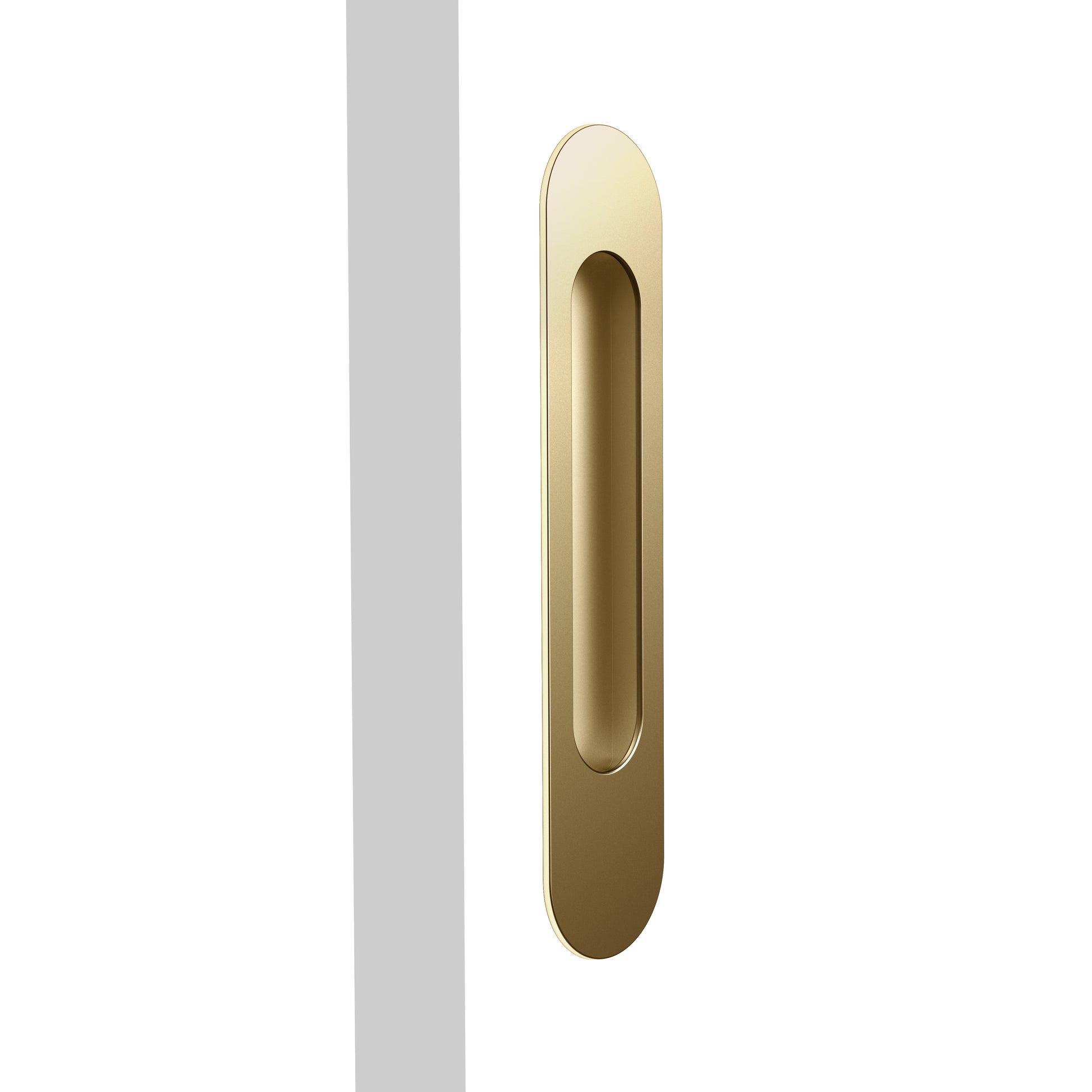 Mardeco Radius Flush Pull (each), H203mm x W45mm x D13mm, Face 2mm in Satin Brass