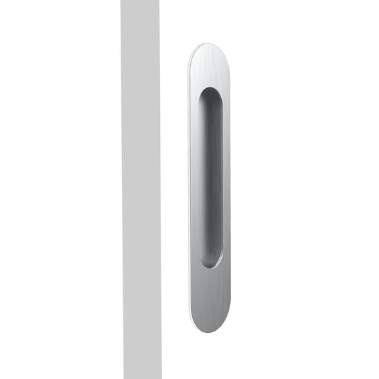 Mardeco Radius Flush Pull (each), H203mm x W45mm x D13mm, Face 2mm in Brushed Satin Chrome