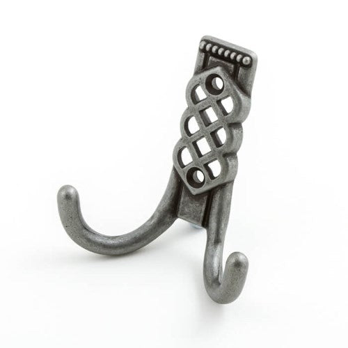 Castella Venetian Double Robe Hook in Pewter