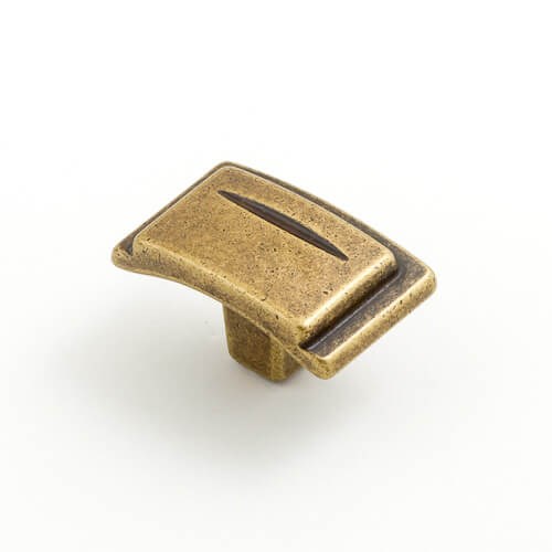 Castella Chisel Cabinet Knob in Antique Brass