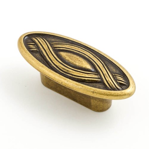 Castella Nouveau Oval Cabinet Knob in Antique Brass