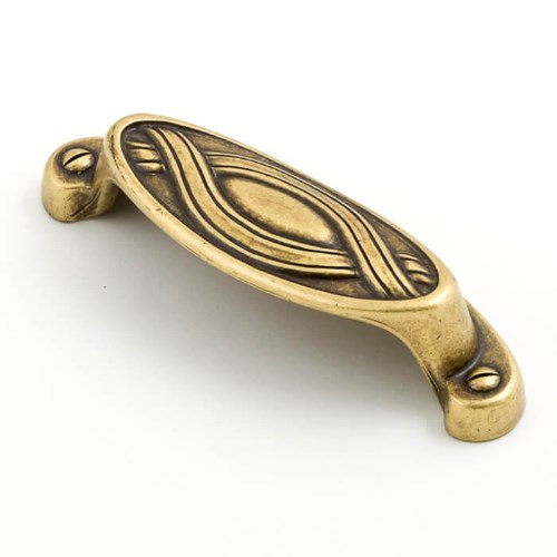 Castella Nouveau Cup Cabinet Pull Handle in Antique Brass