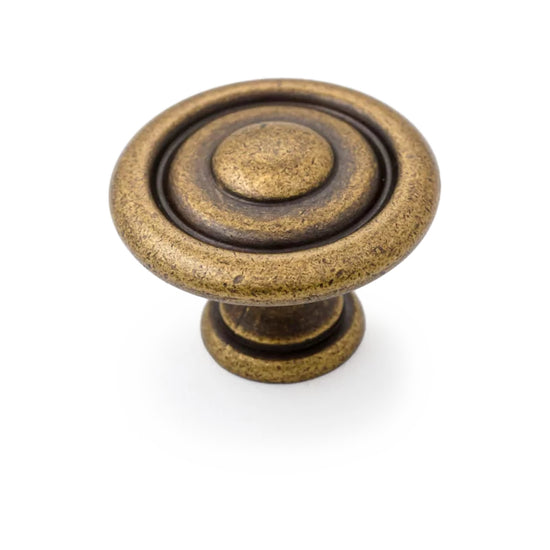 HERITAGE Shaker 35mm Fluted Knob - Antique Brass in Antique Brass