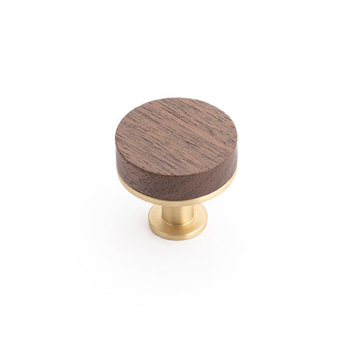 TIMBER Kereste 30mm Knob in Walnut/ Satin Brass