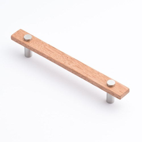 Castella Madera Cabinet Pull Handle in Tasmanian Oak / Satin Chrome