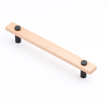 Castella Madera Cabinet Pull Handle in Euro Beech/Matte Black