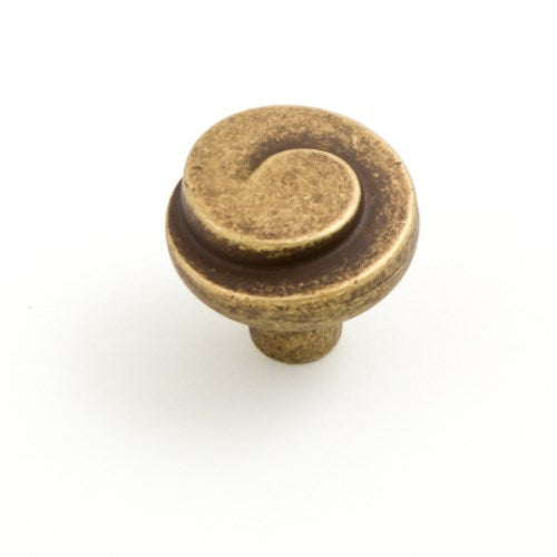 Castella Plume Cabinet Knob in Antique Brass