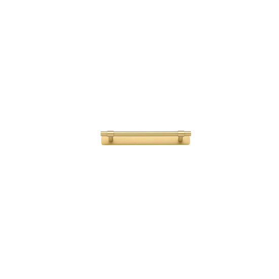 Cabinet Pull Helsinki Brushed Gold PVD L205xP39mm BD11mm CTC160mm With Backplate W205xH24mm T3mm in Brushed Gold PVD