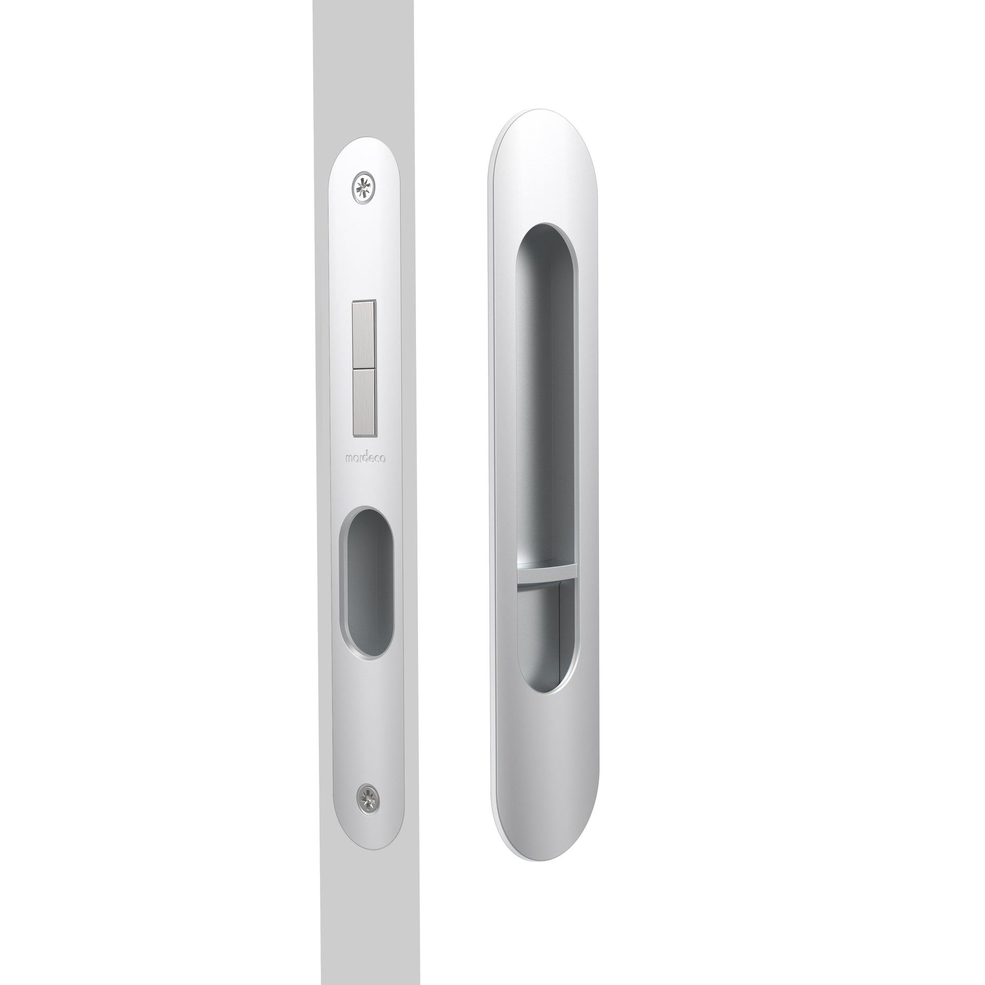 Mardeco Radius Flush Pull Privacy Set, suits 34mm - 50mm thick doors, Backset 50mm-55mm in Polished Chrome