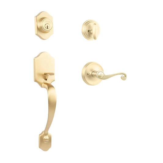 Charente Entry S/C w/Spira Lever SB BP in Satin Brass