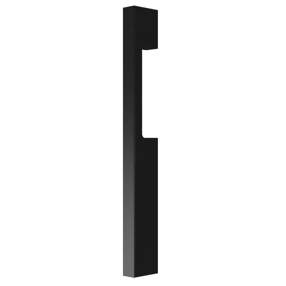 Single Blade Pull Handle with Cutout, 900mm long x 19mm wide x 40mm projection, surface fixed in Black