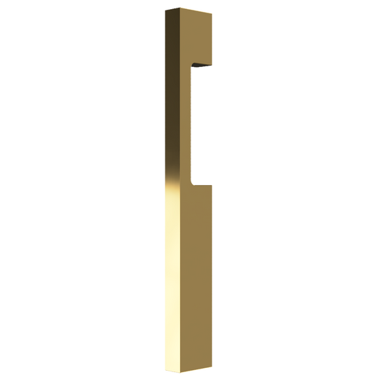 Single Blade Pull Handle with Cutout, 900mm long x 19mm wide x 40mm projection, surface fixed in Satin Brass Unlaquered