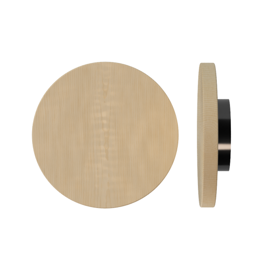 Single T01 Timber Entrance Pull Handle, American Oak, Ø300mm x Projection 68mm, in Raw Timber (ready to stain or paint) in White Oak / Black