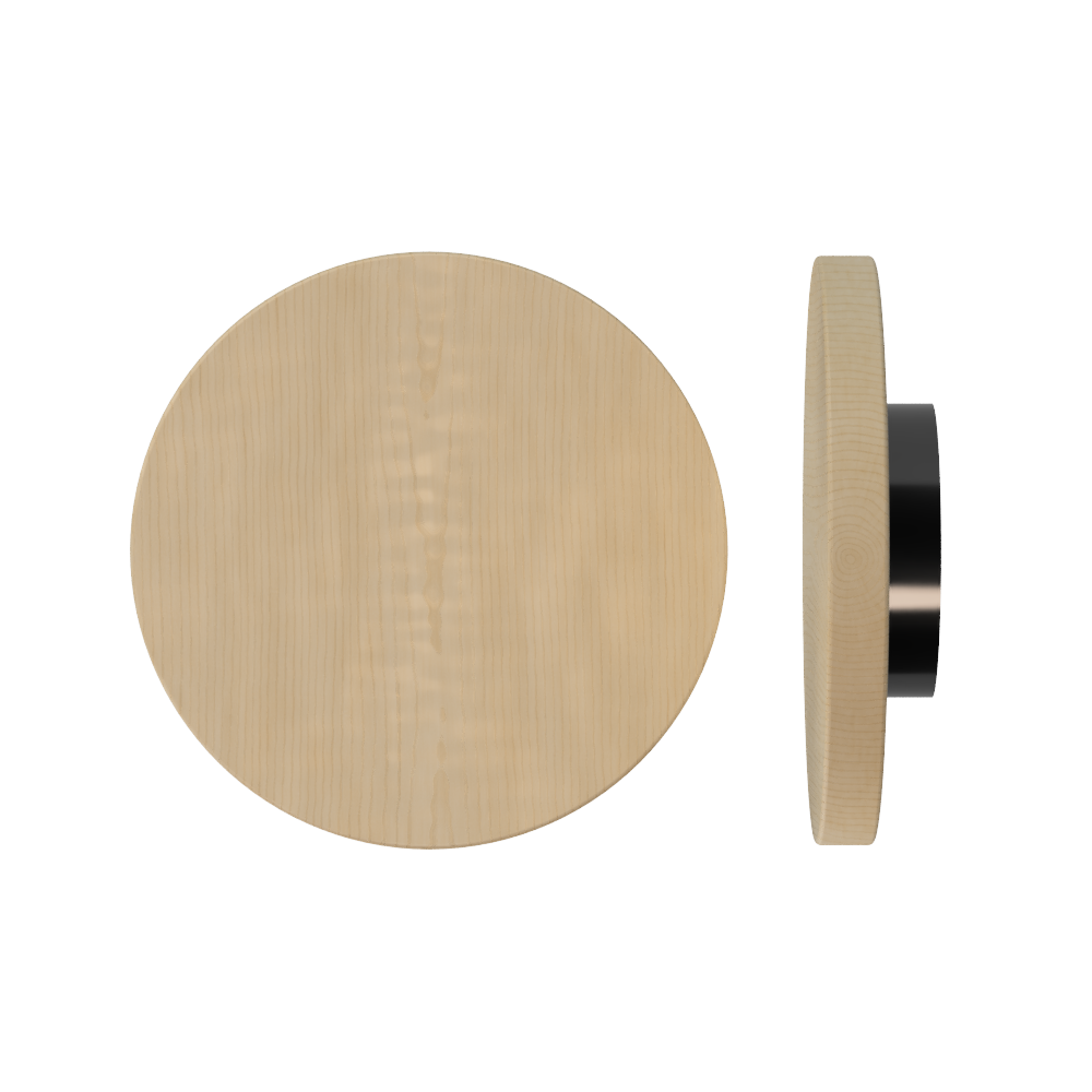 Single T01 Timber Entrance Pull Handle, American Oak, Ø300mm x Projection 68mm, in Raw Timber (ready to stain or paint) in White Oak / Black