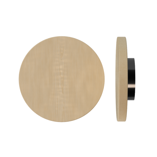 Single T01 Timber Entrance Pull Handle, American Oak, Ø300mm x Projection 68mm, in Raw Timber (ready to stain or paint) in White Oak / Black