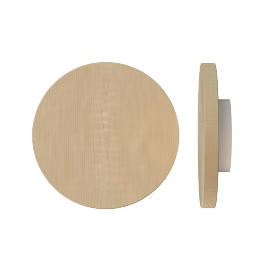 Single T01 Timber Entrance Pull Handle, American Oak, Ø300mm x Projection 68mm, in Raw Timber (ready to stain or paint) in White Oak / Powder Coat