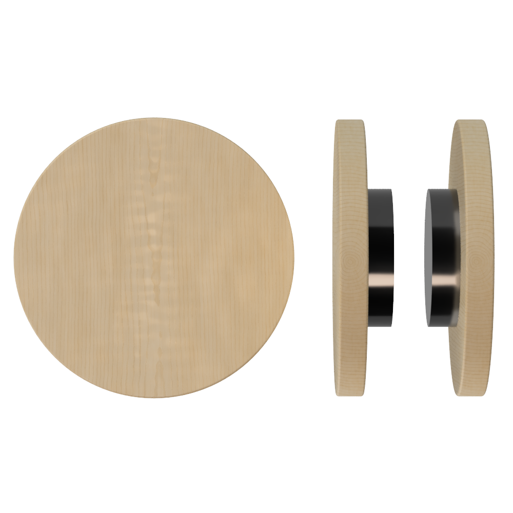 Pair T01 Timber Entrance Pull Handle, American Oak, Back to Back Fixing, Ø300mm x Projection 68mm, in Raw Timber (ready to stain or paint) in White Oak / Black