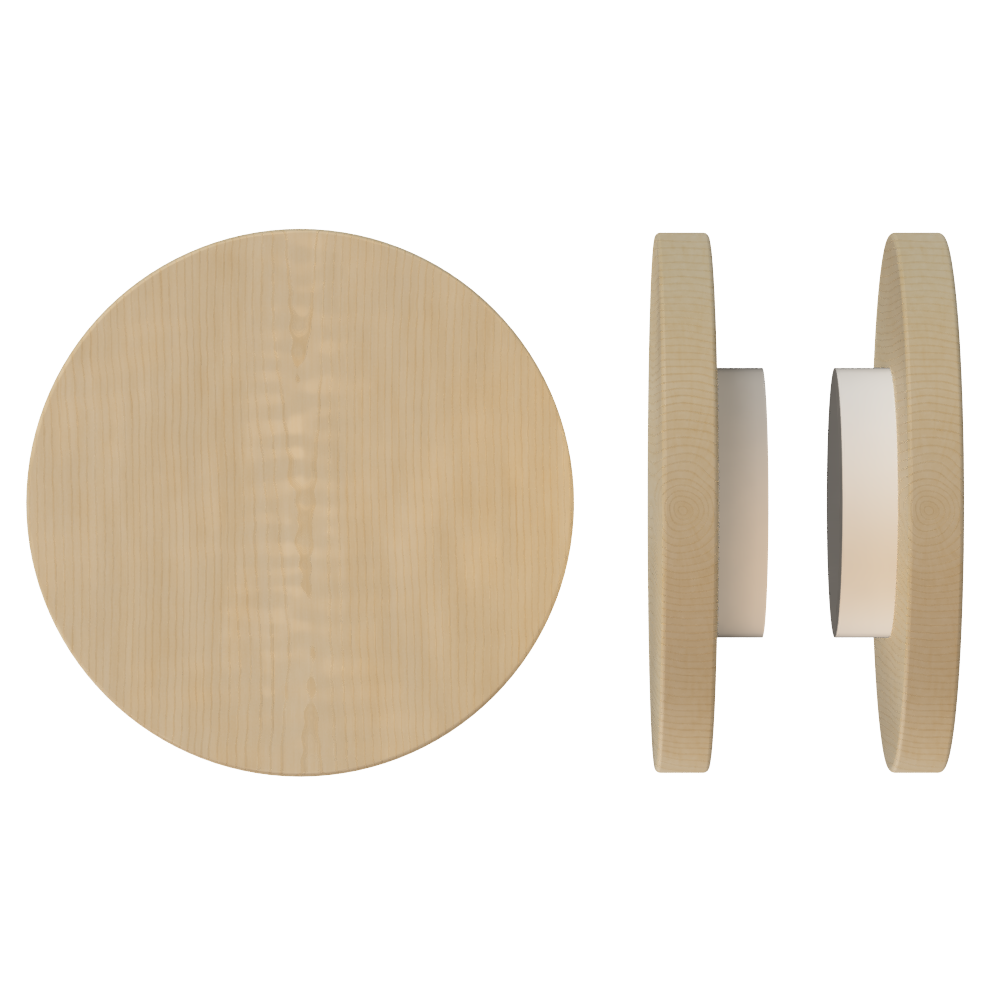 Pair T01 Timber Entrance Pull Handle, American Oak, Back to Back Fixing, Ø300mm x Projection 68mm, in Raw Timber (ready to stain or paint) in White Oak / Powder Coat