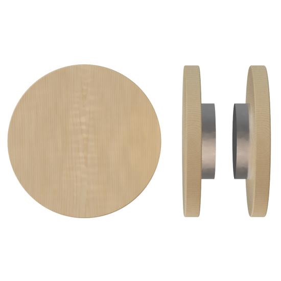 Pair T01 Timber Entrance Pull Handle, American Oak, Back to Back Fixing, Ø300mm x Projection 68mm, in Raw Timber (ready to stain or paint) in White Oak / Satin Nickel