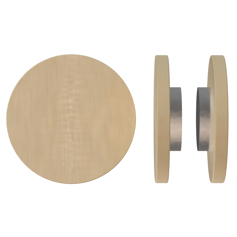 Pair T01 Timber Entrance Pull Handle, American Oak, Back to Back Fixing, Ø300mm x Projection 68mm, in Raw Timber (ready to stain or paint) in White Oak / Satin Nickel