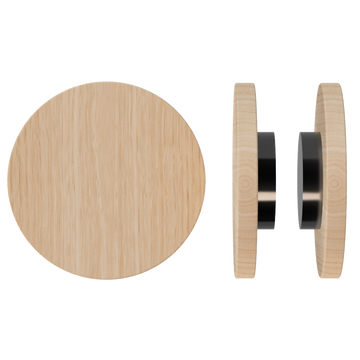 Pair T01 Timber Entrance Pull Handle, Tasmanian Oak, Back to Back Fixing, Ø300mm x Projection 68mm, in Raw Timber (ready to stain or paint) in Tasmanian Oak / Black