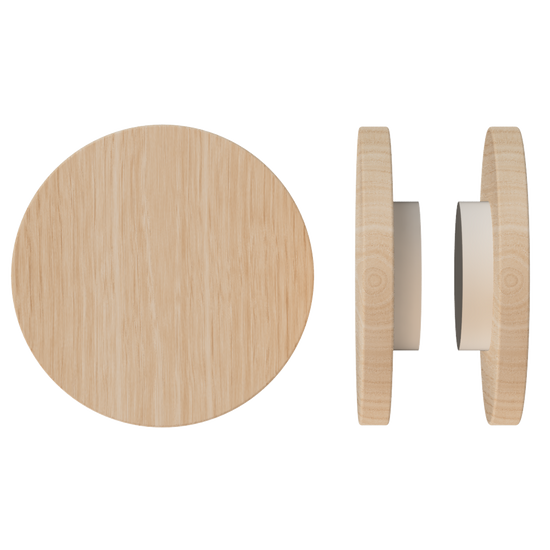 Pair T01 Timber Entrance Pull Handle, Tasmanian Oak, Back to Back Fixing, Ø300mm x Projection 68mm, in Raw Timber (ready to stain or paint) in Tasmanian Oak / Powder Coat