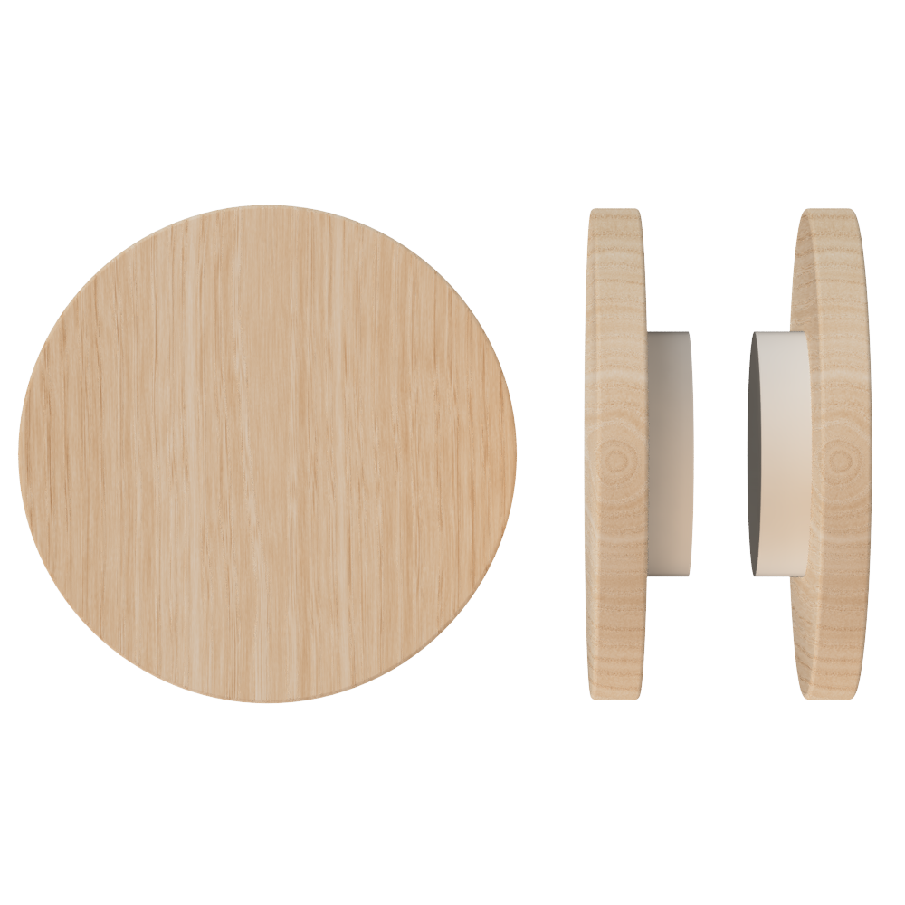 Pair T01 Timber Entrance Pull Handle, Tasmanian Oak, Back to Back Fixing, Ø300mm x Projection 68mm, in Raw Timber (ready to stain or paint) in Tasmanian Oak / Powder Coat