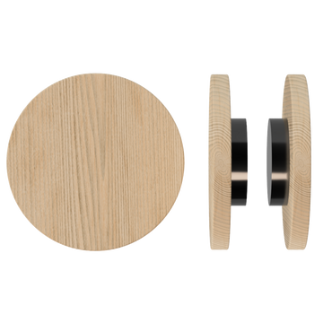 Pair T01 Timber Entrance Pull Handle, Victorian Ash, Back to Back Fixing, Ø300mm x Projection 68mm, in Raw Timber (ready to stain or paint) in Victorian Ash / Black