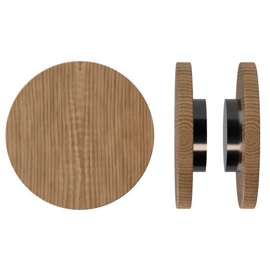 Pair T01 Timber Entrance Pull Handle, American Walnut, Back to Back Fixing, Ø300mm x Projection 68mm, in Raw Timber (ready to stain or paint) in Walnut / Black