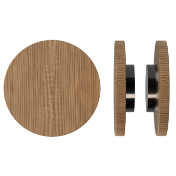 Pair T01 Timber Entrance Pull Handle, American Walnut, Back to Back Fixing, Ø300mm x Projection 68mm, in Raw Timber (ready to stain or paint) in Walnut / Black