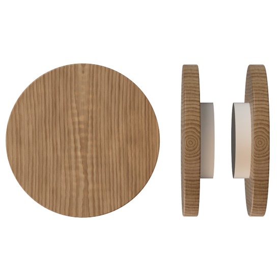 Pair T01 Timber Entrance Pull Handle, American Walnut, Back to Back Fixing, Ø300mm x Projection 68mm, in Raw Timber (ready to stain or paint) in Walnut / Powder Coat