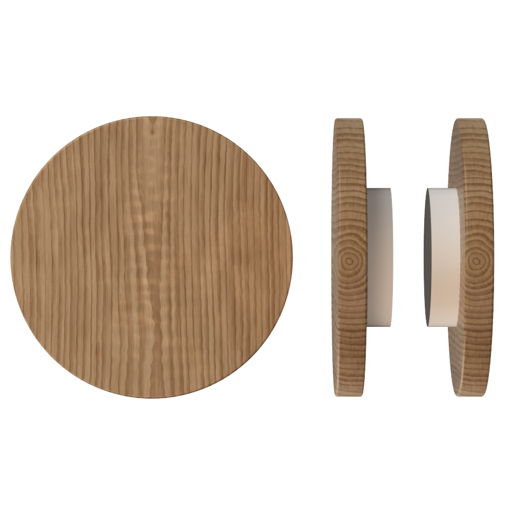 Pair T01 Timber Entrance Pull Handle, American Walnut, Back to Back Fixing, Ø300mm x Projection 68mm, in Raw Timber (ready to stain or paint) in Walnut / Powder Coat