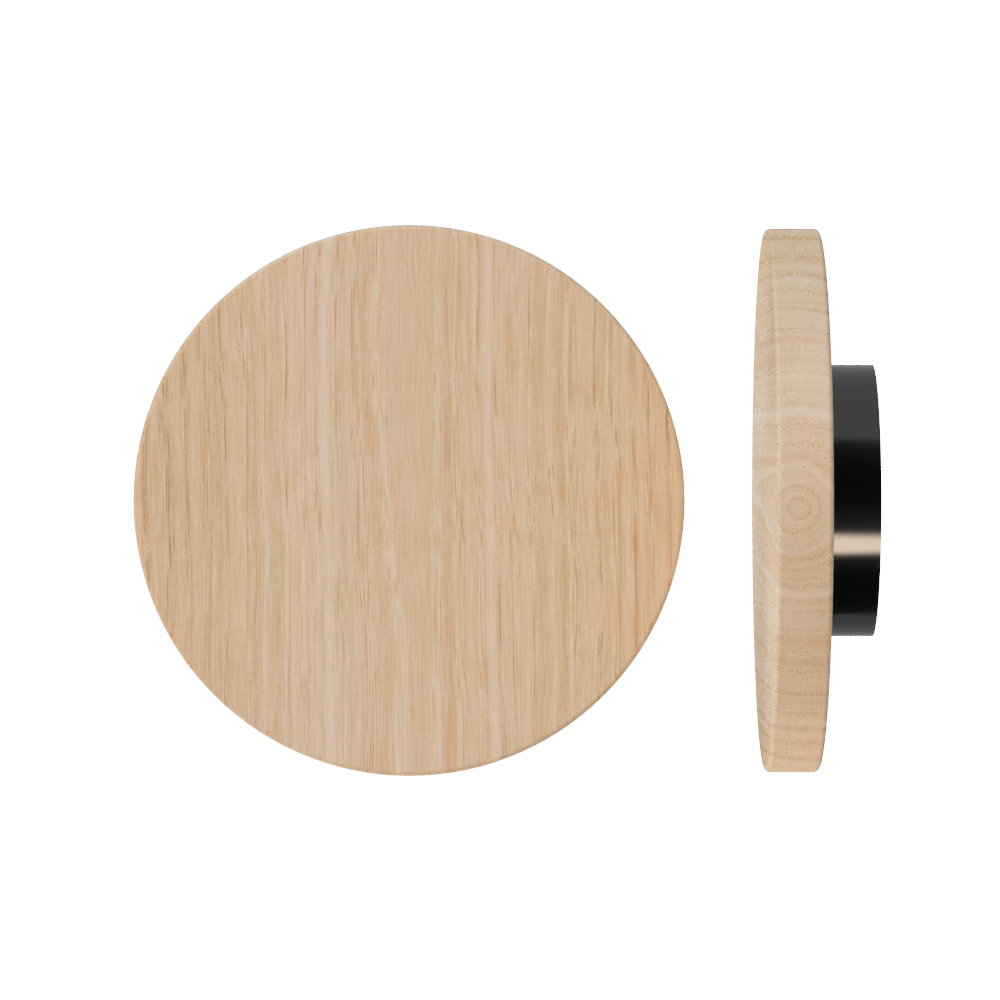 Single T01 Timber Entrance Pull Handle, Victorian Ash, Ø300mm x Projection 68mm, in Raw Timber (ready to stain or paint) in Victorian Ash / Black