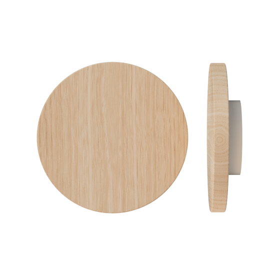 Single T01 Timber Entrance Pull Handle, Victorian Ash, Ø300mm x Projection 68mm, in Raw Timber (ready to stain or paint) in Victorian Ash / Powder Coat