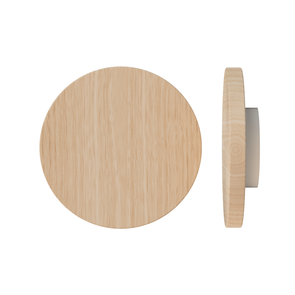 Single T01 Timber Entrance Pull Handle, Victorian Ash, Ø300mm x Projection 68mm, in Raw Timber (ready to stain or paint) in Victorian Ash / Powder Coat