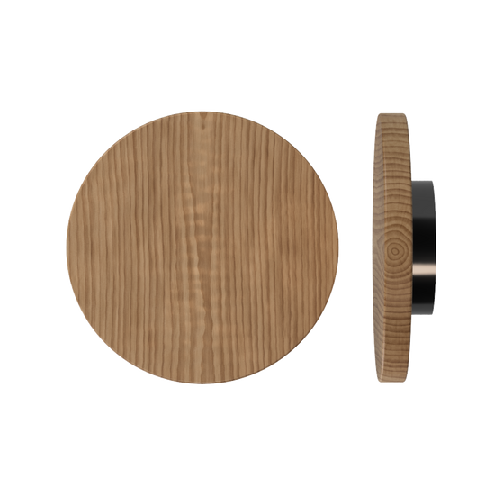 Single T01 Timber Entrance Pull Handle, American Walnut, Ø300mm x Projection 68mm, in Raw Timber (ready to stain or paint) in Walnut / Black