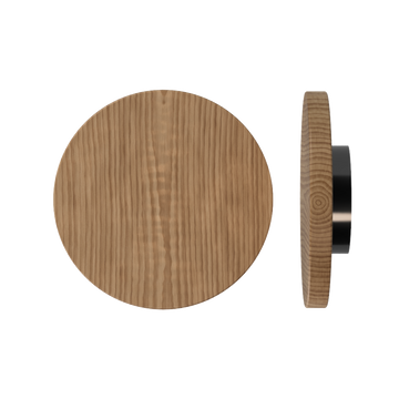 Single T01 Timber Entrance Pull Handle, American Walnut, Ø300mm x Projection 68mm, in Raw Timber (ready to stain or paint) in Walnut / Black