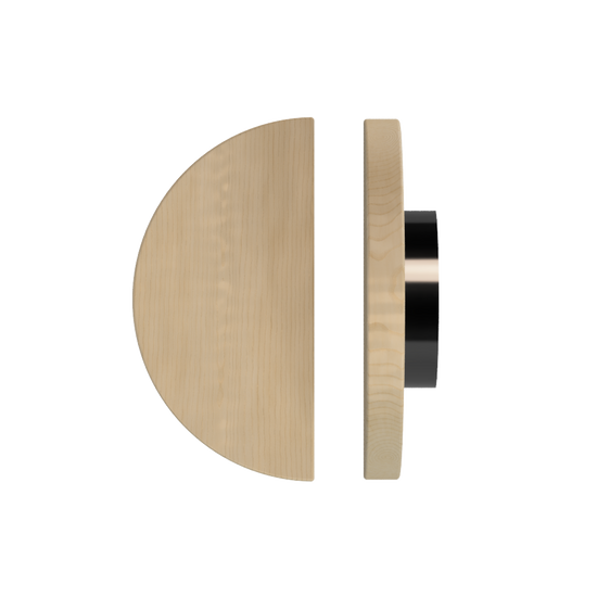 Single T02 Timber Entrance Pull Handle, American White Oak, Ø300mm, in Raw Timber (ready to stain or paint) in White Oak / Black