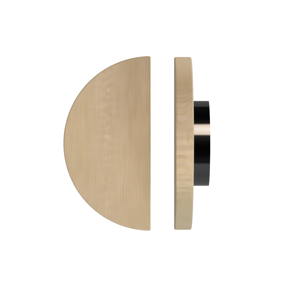 Single T02 Timber Entrance Pull Handle, American White Oak, Ø300mm, in Raw Timber (ready to stain or paint) in White Oak / Black