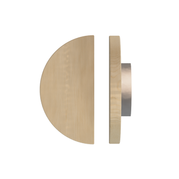 Single T02 Timber Entrance Pull Handle, American White Oak, Ø300mm, in Raw Timber (ready to stain or paint) in White Oak / Polished Nickel