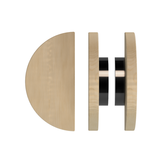 Pair T02 Timber Entrance Pull Handle, American White Oak, Back to Back Pair, Ø300mm, in Raw Timber (ready to stain or paint) in White Oak / Black