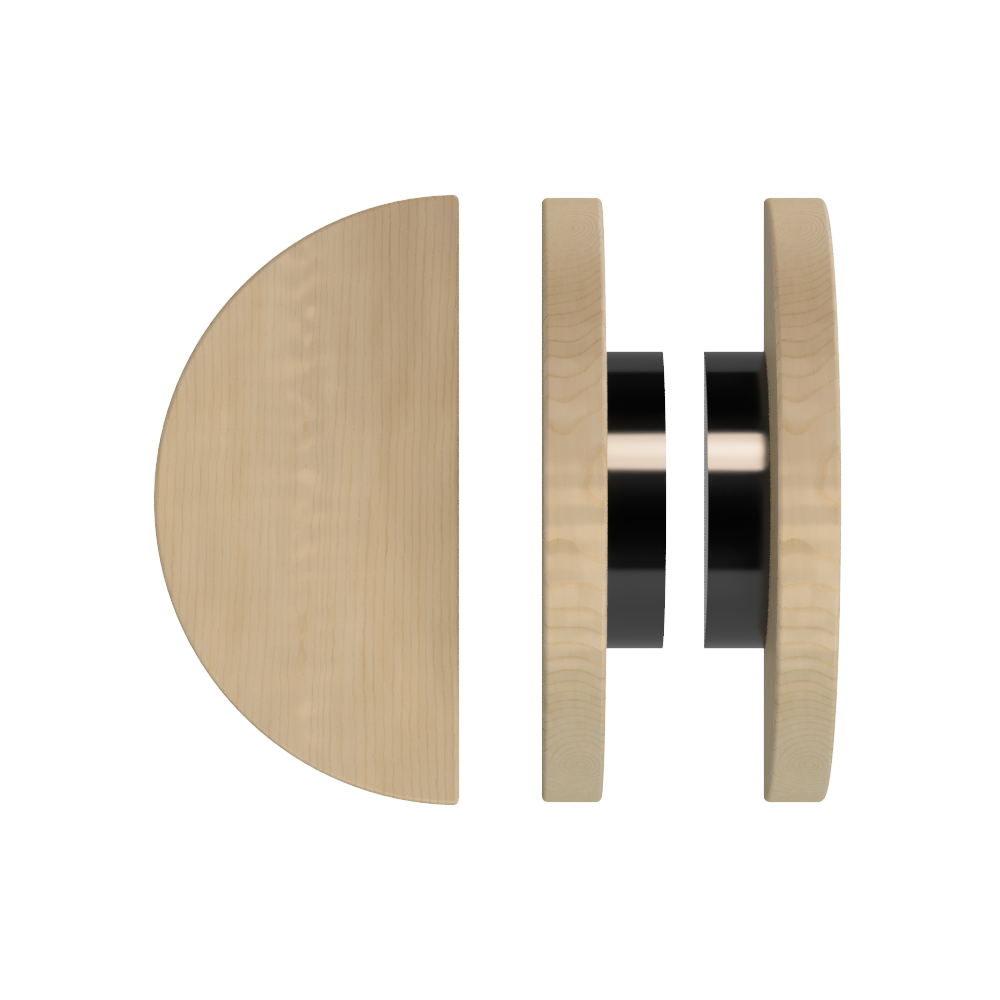 Pair T02 Timber Entrance Pull Handle, American White Oak, Back to Back Pair, Ø300mm, in Raw Timber (ready to stain or paint) in White Oak / Black