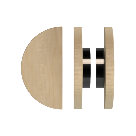 Pair T02 Timber Entrance Pull Handle, American White Oak, Back to Back Pair, Ø300mm, in Raw Timber (ready to stain or paint) in White Oak / Black