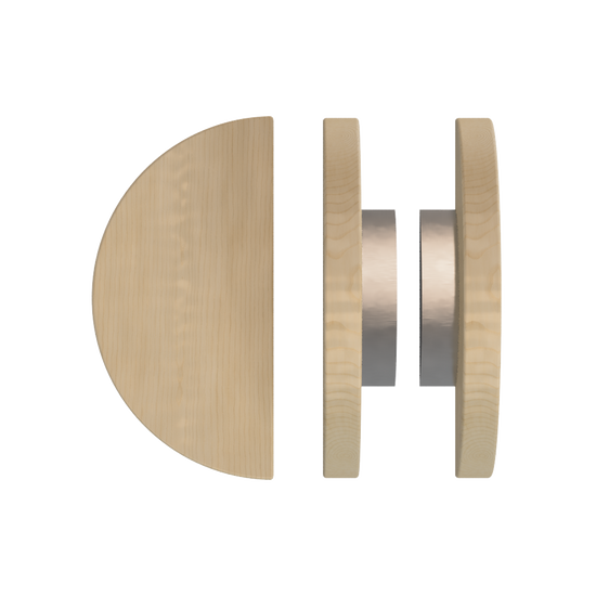 Pair T02 Timber Entrance Pull Handle, American White Oak, Back to Back Pair, Ø300mm, in Raw Timber (ready to stain or paint) in White Oak / Polished Nickel