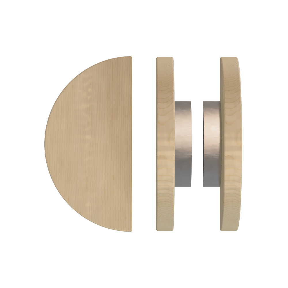 Pair T02 Timber Entrance Pull Handle, American White Oak, Back to Back Pair, Ø300mm, in Raw Timber (ready to stain or paint) in White Oak / Polished Nickel