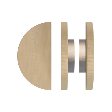 Pair T02 Timber Entrance Pull Handle, American White Oak, Back to Back Pair, Ø300mm, in Raw Timber (ready to stain or paint) in White Oak / Polished Nickel